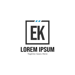 Fototapeta premium Initial EK logo template with modern frame. Minimalist EK letter logo vector illustration