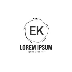 Fototapeta premium Initial EK logo template with modern frame. Minimalist EK letter logo vector illustration