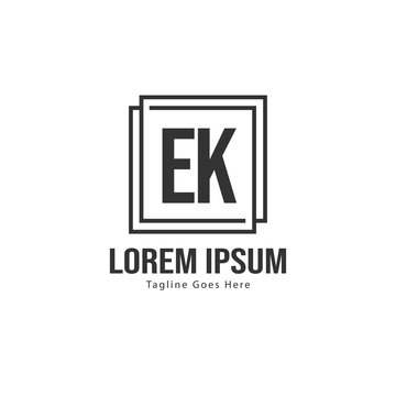 Initial EK logo template with modern frame. Minimalist EK letter logo vector illustration