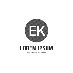 Initial EK logo template with modern frame. Minimalist EK letter logo vector illustration