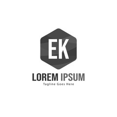 Initial EK logo template with modern frame. Minimalist EK letter logo vector illustration