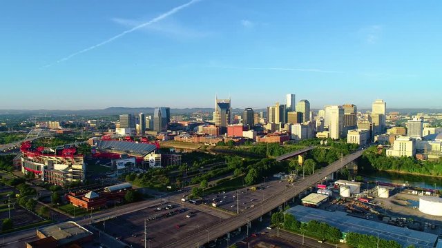 Nashville Tennessee USA Aerial Skyline Flyover