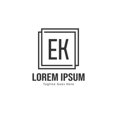 Obraz premium Initial EK logo template with modern frame. Minimalist EK letter logo vector illustration