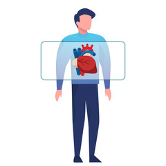 Realistic heart of a man. Vector illustration, medical infographics