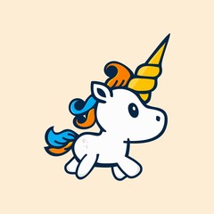 simple CUTE UNICORN vector logo