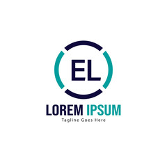 Initial EL logo template with modern frame. Minimalist EL letter logo vector illustration