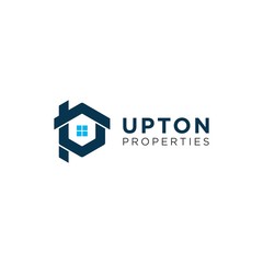 simple up home hexagonal typography vector logo