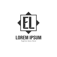 Initial EL logo template with modern frame. Minimalist EL letter logo vector illustration