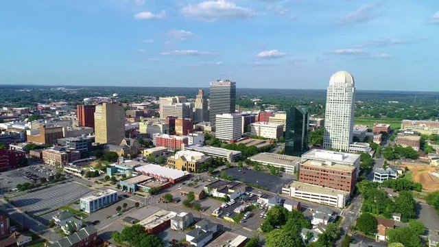 Winston Salem North Carolina USA Downtown Skyline Aerial