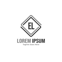 Initial EL logo template with modern frame. Minimalist EL letter logo vector illustration