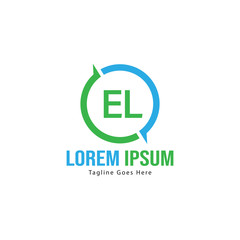 Initial EL logo template with modern frame. Minimalist EL letter logo vector illustration