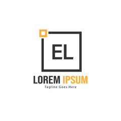 Initial EL logo template with modern frame. Minimalist EL letter logo vector illustration