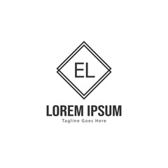 Initial EL logo template with modern frame. Minimalist EL letter logo vector illustration