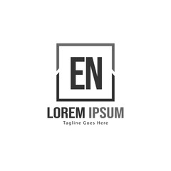 Initial EN logo template with modern frame. Minimalist EN letter logo vector illustration
