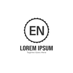 Initial EN logo template with modern frame. Minimalist EN letter logo vector illustration
