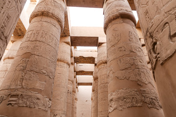 Columns in Hypostyle Hall of Karnak Temple, Luxor, Egypt