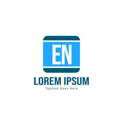 Initial EN logo template with modern frame. Minimalist EN letter logo vector illustration
