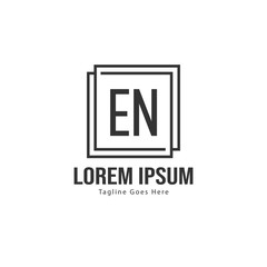 Initial EN logo template with modern frame. Minimalist EN letter logo vector illustration