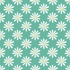 Summer floral pattern with abstract chamomiles. Seamless vector illustration