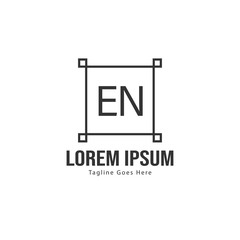 Initial EN logo template with modern frame. Minimalist EN letter logo vector illustration