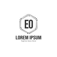 Initial EO logo template with modern frame. Minimalist EO letter logo vector illustration