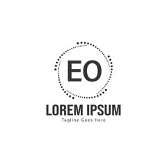 Initial EO logo template with modern frame. Minimalist EO letter logo vector illustration