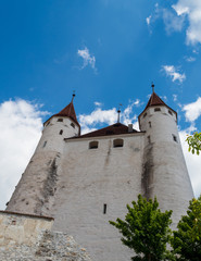 Fototapeta na wymiar Thun, Switzerland - May 30th 2019: Thun Castle is a castle in the city of Thun, in the Swiss canton of Bern. It was built in the 12th century. Today open as Thun Castle museum.