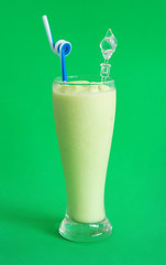 Oriental pickling melon or cucumis melo conomon milk shake on green background