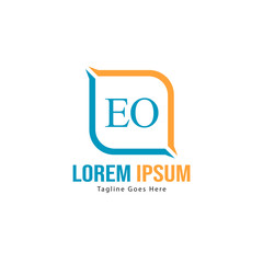 Initial EO logo template with modern frame. Minimalist EO letter logo vector illustration