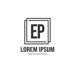 Initial EP logo template with modern frame. Minimalist EP letter logo vector illustration