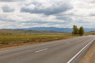 asphalt road Ulan-Ude - Kyakhta, Selenginsky District, Buryatia, Russia