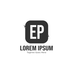 Initial EP logo template with modern frame. Minimalist EP letter logo vector illustration