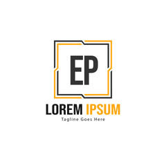 Initial EP logo template with modern frame. Minimalist EP letter logo vector illustration
