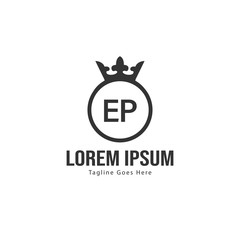 Initial EP logo template with modern frame. Minimalist EP letter logo vector illustration