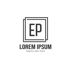 Initial EP logo template with modern frame. Minimalist EP letter logo vector illustration