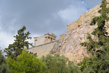 Fototapeta na wymiar Temple of Athena in Propylaia on top of Acropolis Hill, Athens, Greece