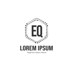 Initial EQ logo template with modern frame. Minimalist EQ letter logo vector illustration