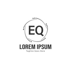 Initial EQ logo template with modern frame. Minimalist EQ letter logo vector illustration