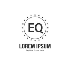 Initial EQ logo template with modern frame. Minimalist EQ letter logo vector illustration