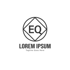 Initial EQ logo template with modern frame. Minimalist EQ letter logo vector illustration