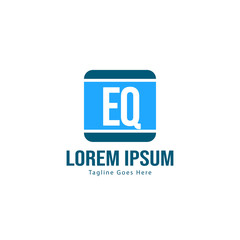 Initial EQ logo template with modern frame. Minimalist EQ letter logo vector illustration