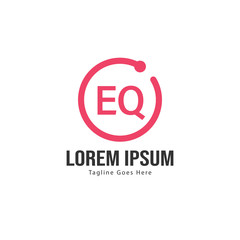 Initial EQ logo template with modern frame. Minimalist EQ letter logo vector illustration