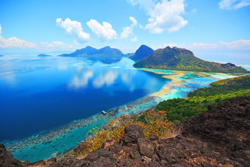 Scenic view of tropical island of Bohey Dulang near Sipidan Island, Semporna, Sabah Borneo, Malaysia.  © koburu