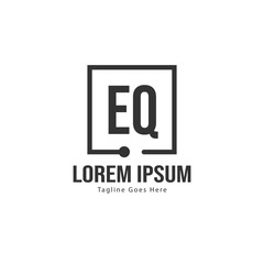 Initial EQ logo template with modern frame. Minimalist EQ letter logo vector illustration