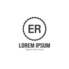 Initial ER logo template with modern frame. Minimalist ER letter logo vector illustration
