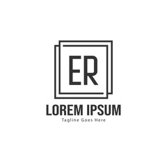 Initial ER logo template with modern frame. Minimalist ER letter logo vector illustration