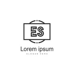 Initial ES logo template with modern frame. Minimalist ES letter logo vector illustration