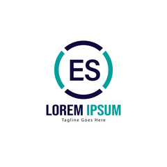 Obraz premium Initial ES logo template with modern frame. Minimalist ES letter logo vector illustration
