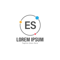 Initial ES logo template with modern frame. Minimalist ES letter logo vector illustration