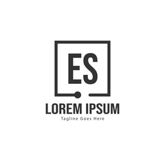 Initial ES logo template with modern frame. Minimalist ES letter logo vector illustration